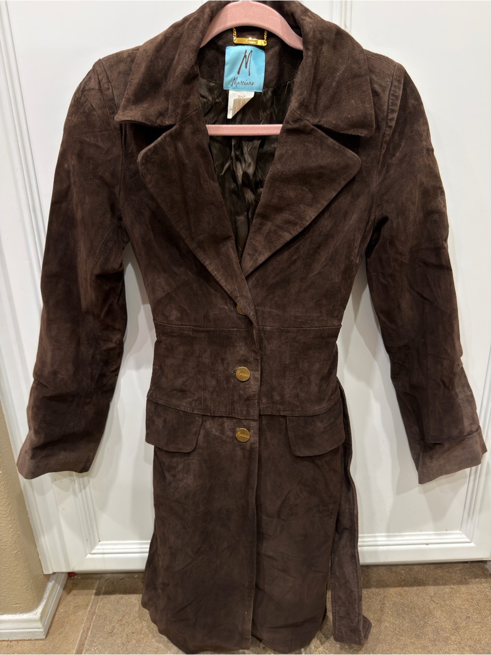 Marciano Dark Brown Suede Trench Coat